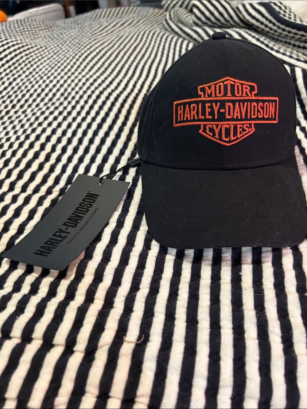 Harley-Davidson Black Baseball Cap with Orange Embroidered Logo